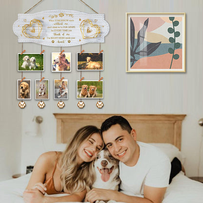 EXQUIDECA White Golden Memorial Picture Collage Board with Clips Twine and Paw Pendant - Bereavement Sympathy Grieving Gifts for Loss of Dog - House Wall decor for Dog Lover