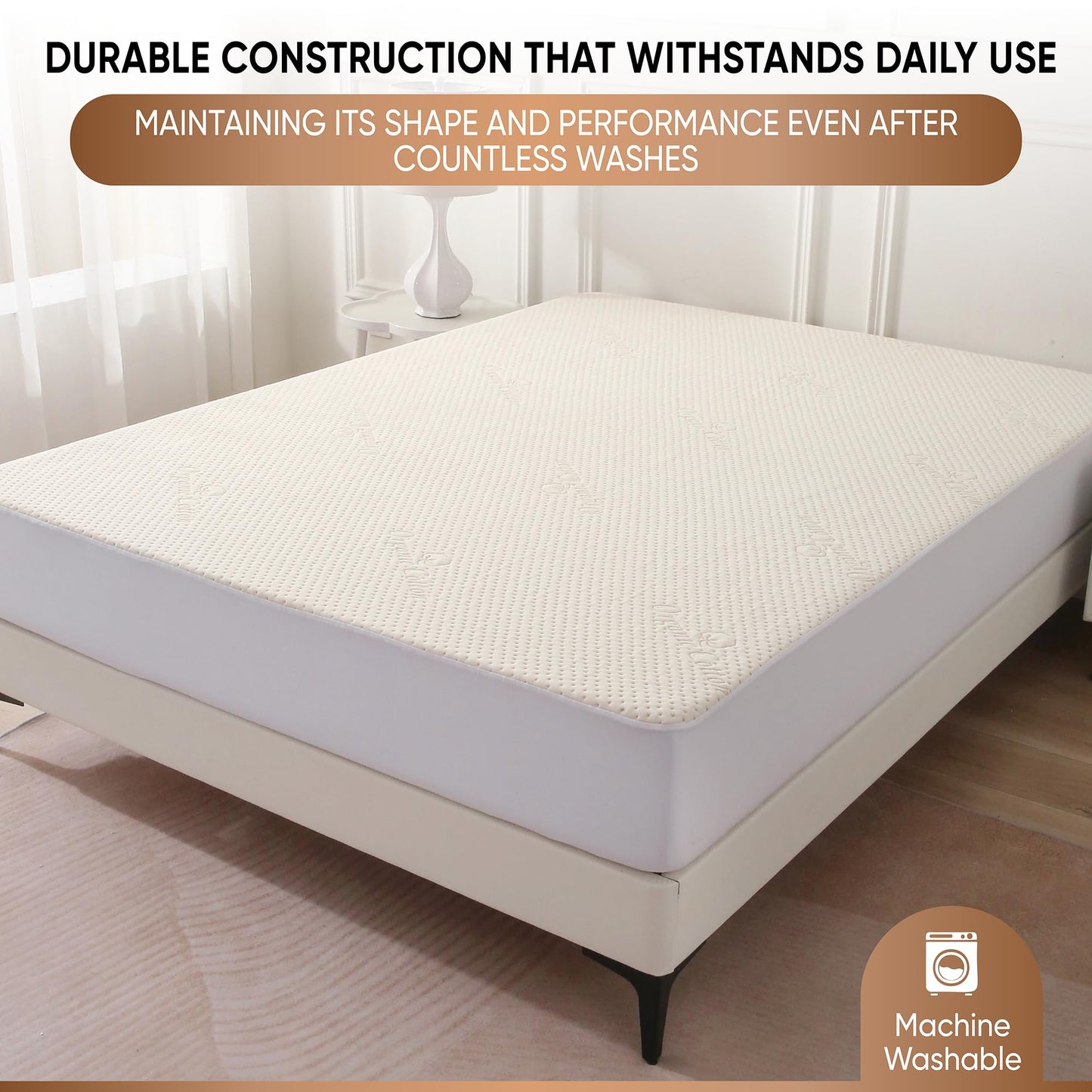 Luxury Waterproof Organic Mattress Protector King Size - Organic Cotton Breathable Mattress Pad Cover - Premium 380GSM 3D Air Fabric - Deep Pocket - Jersey Cotton Skirt - Fitted Design