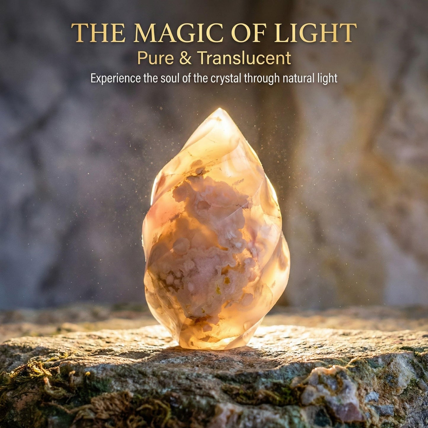 Flower Agate Flame Sculpture Small Size- Natural Crystal Flame Decor, Hand-Polished Freestanding Healing Stone, Unique Spiritual Desk Ornament & Gift