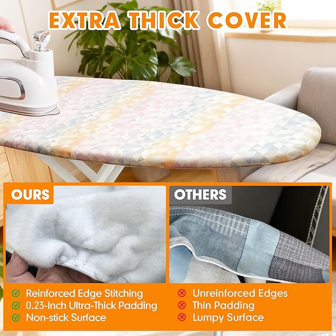 Ironing Board Cover and Pad, 18x49 Extra Wide Thick Iron Padding, Scorch &