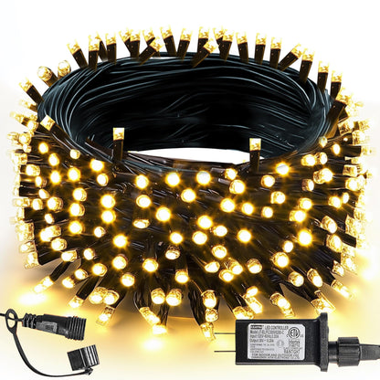 TW SHINE Christmas Lights, 200 LED 66FT Outdoor Christmas Lights Plug in with 8 Modes, Waterproof Light Outdoor, Indoor Xmas Decorations for Party Yard House Decor, Warm White