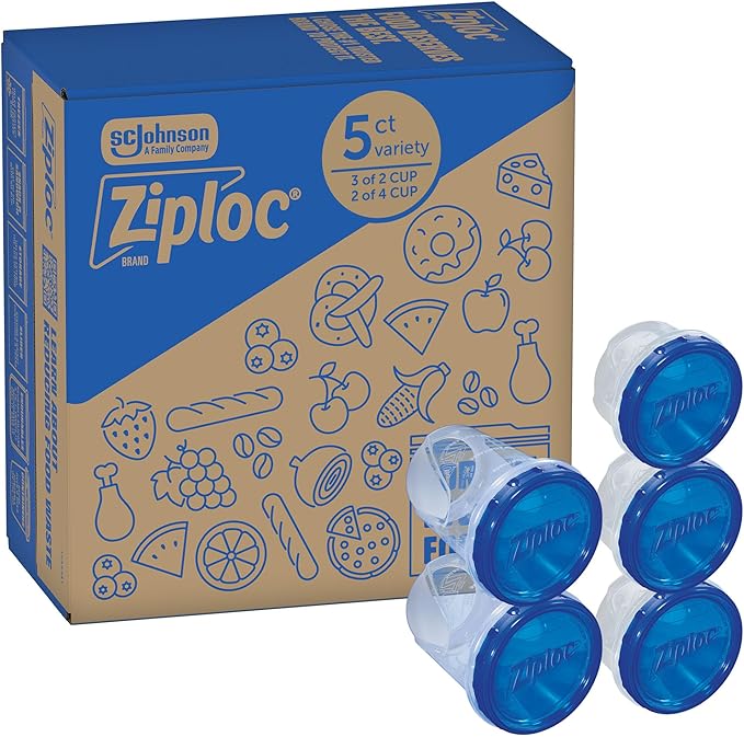 Ziploc Brand Twist n Loc Food Storage Containers, Leak Resistant Design