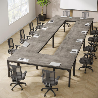 Tribesigns 6.5FT Conference Table, 78.7-Inch Rectangle Meeting Seminar Table, Large Business Tables for 6-8 People (Only Table) (Gray+Black)