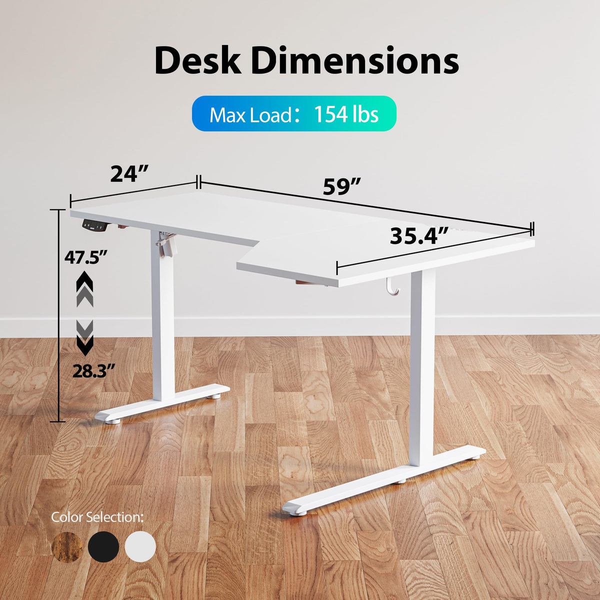 Agilestic Electric Standing Desk, Height Adjustable Desk, 59 x 35 Inch Sit Stand up for Work Office Home, L Shaped Ergonomic Rising Computer Table with Memory Preset, White