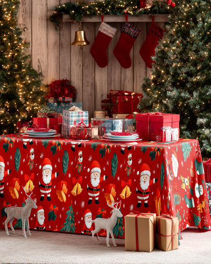 Pureegg Plastic Table Cloth Disposable 6 Pack, 54 x 108 Inch Table Cloths, Christmas Decorations, Xmas Decor, Party Tablecloths, Rectangle, Holiday Plastic Cover, Waterproof, Christmas Red