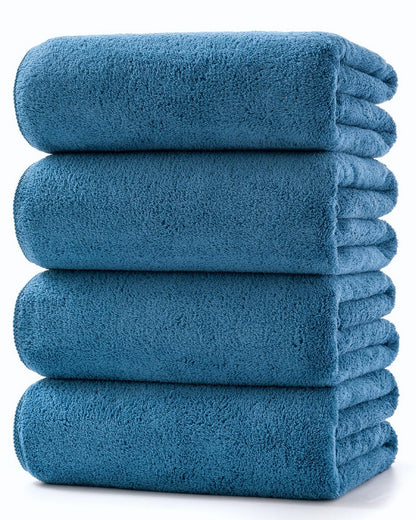 Lumimi Towels 4 Soft Bath Towel Set Super Soft Absorbent Light Weight Dry Well and Durable Gym Beach Travel, 55" L x 27" W, 4 Pack Blue