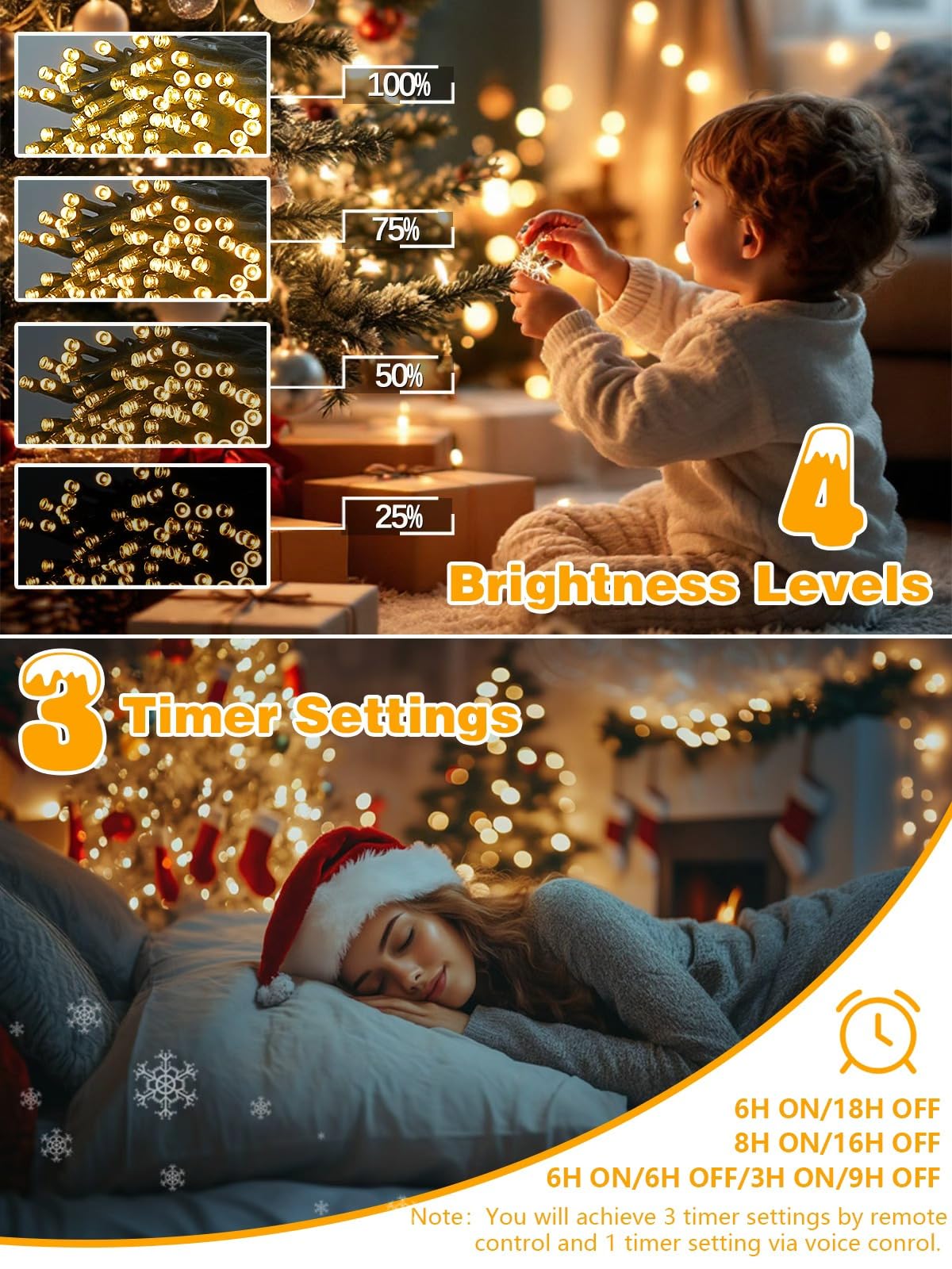Voice Controlled Christmas Lights with Remote, 99 FT 300 LED String Lights Indoor Outdoor with 12 Modes 3 Timers, Dimmable Twinkle Light Plug in Waterproof for Xmas Tree Party Decorations, Warm White