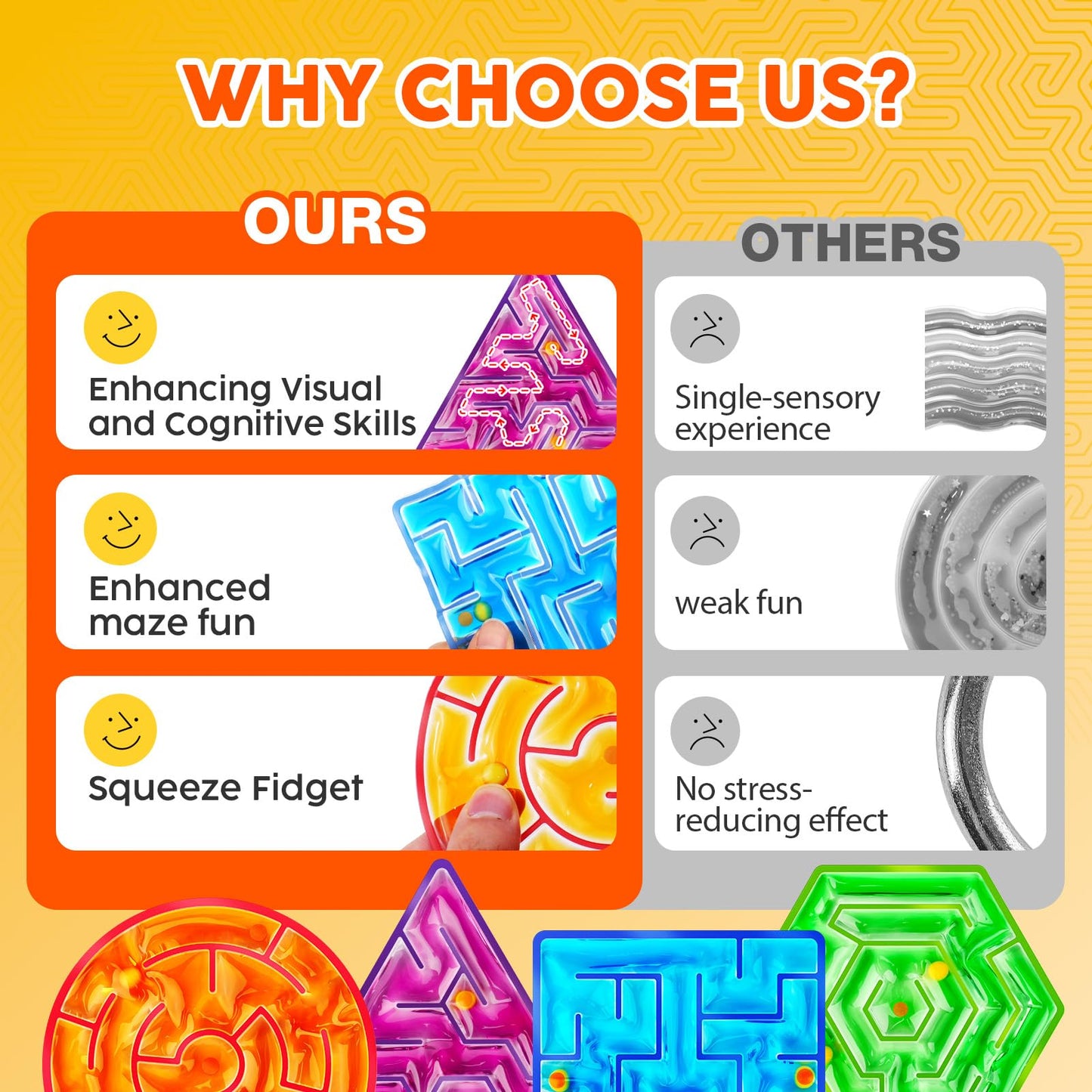 Squishy Toys Sensory Fidget Toys for Kids: 4 Pack Maze Sensory Toys for Autism - Fidget Toys with Filled Goo for Calming Down Classroom Travel