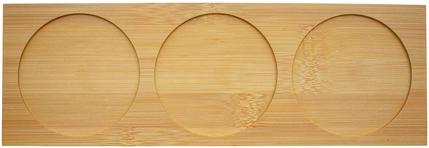 Set of 3 Ceramic Condiment Jars in Varying Sizes With Spoons & Bamboo Lids and Tray (White)