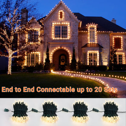 Brizled Christmas Lights Warm White, 33ft 100 LED C5 Faceted Christmas String Lights, 120V UL Certified Xmas Light Connectable Xmas Tree Light Indoor Outdoor for Home Tree Holiday Wedding Patio Decor