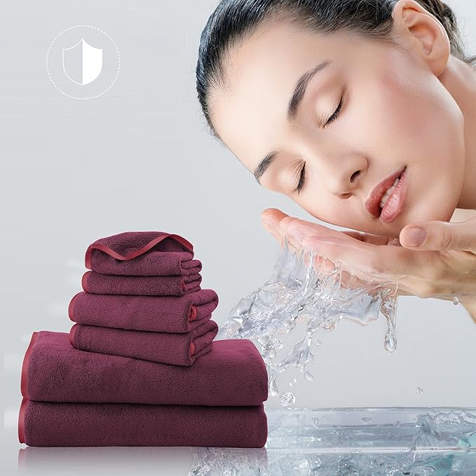 TENSTARS Microfiber Coral Velvet Luxury Silk Hemming Towel Set