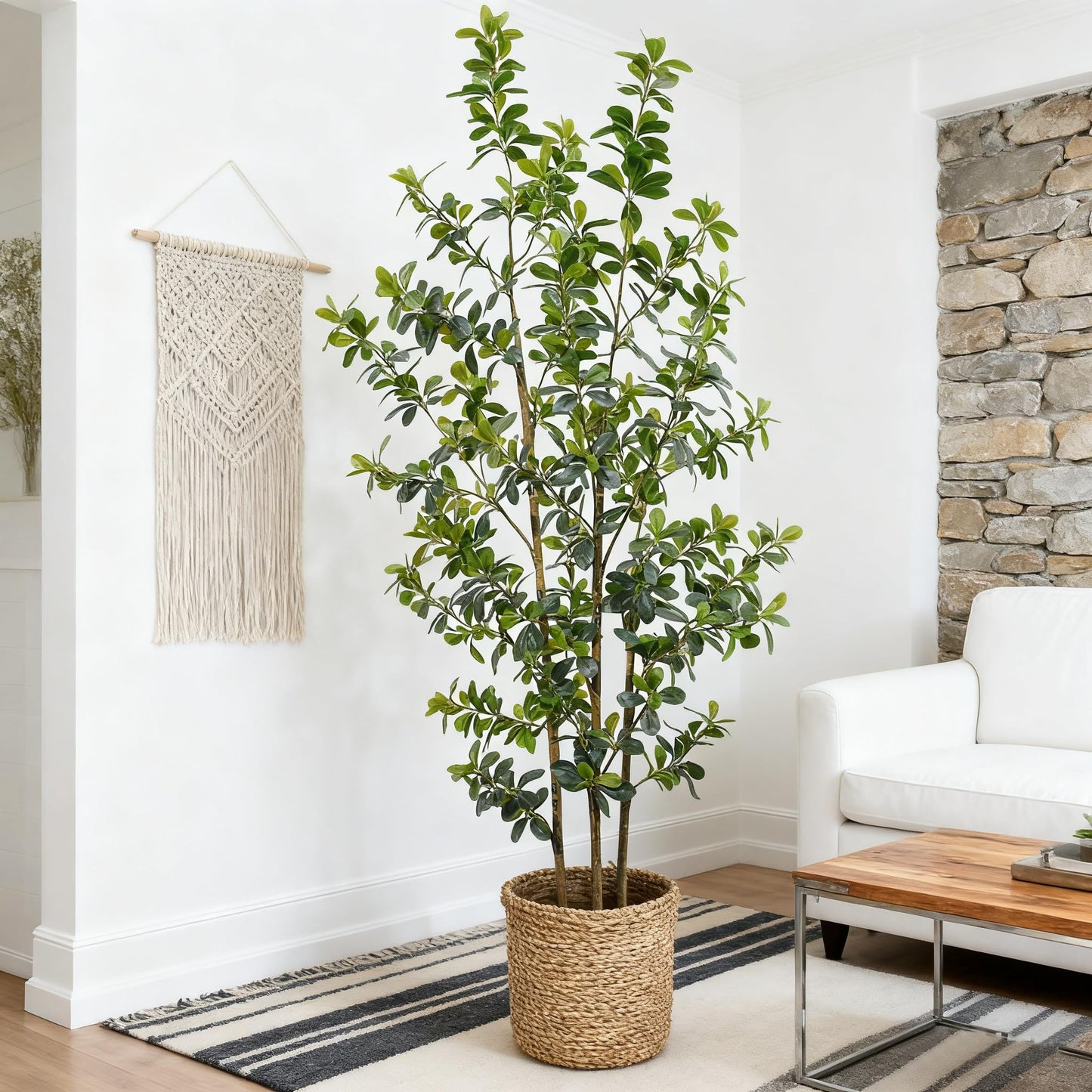 ZSENENT Fake Trees Premium 3 Main Trunks 6 ft Faux Black Olive Tree, Realistic Olive Trees Artificial Indoor, Low-Maintenance, Ideal Artificial Tree for Home Office Décor (Reds, 6 FT)