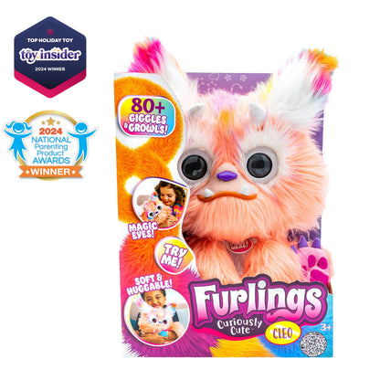 Furlings - Cleo | Loving Interactive Plush Jackalope More Than 80 Realistic Reactions | Soft Animal Girls' Surprise Toys & Gifts for Birthdays and Christmas Ages 3+, Orange