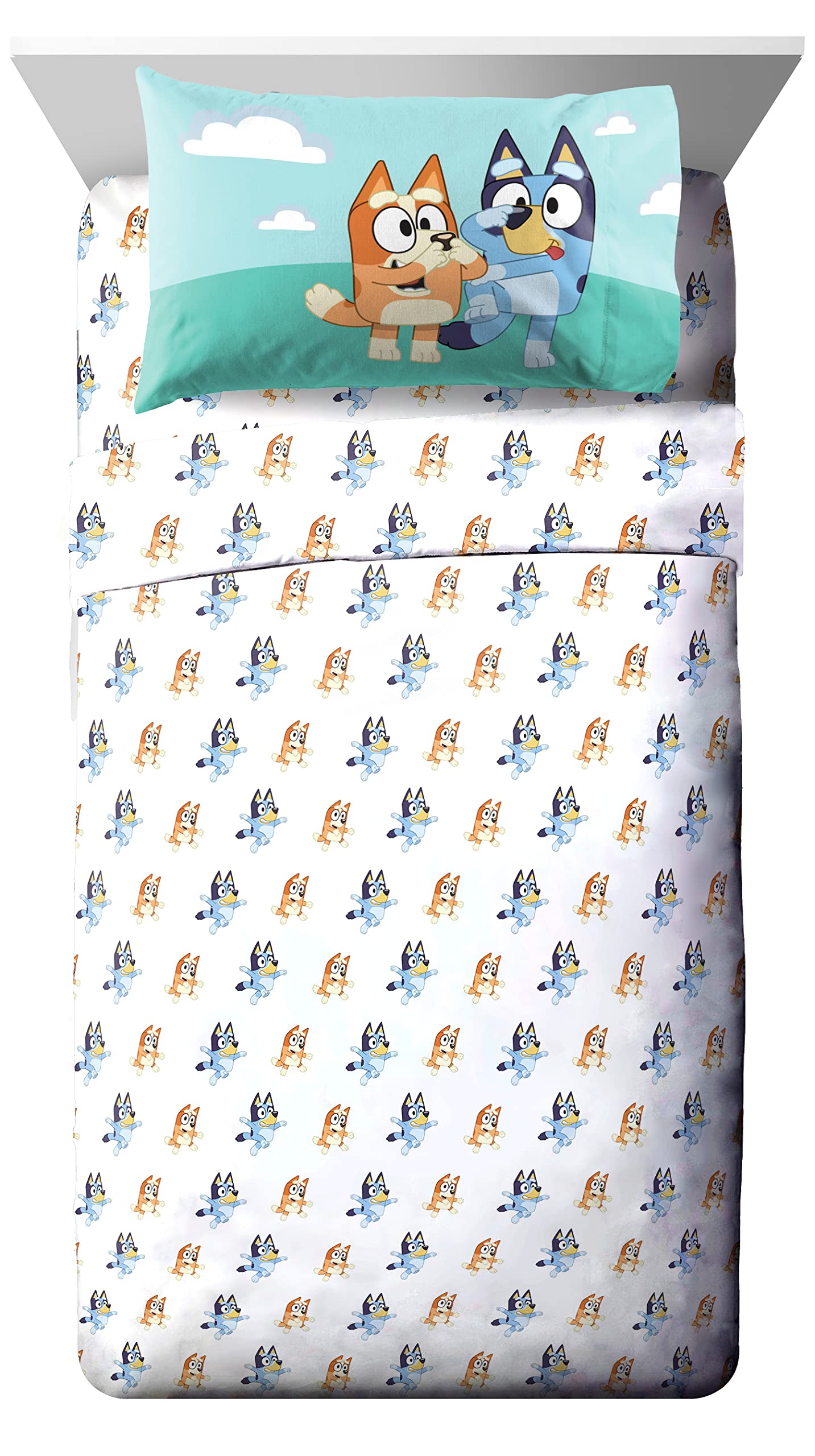 Bluey & Bingo 5 Piece Twin Bed in a Bag - Kids Comforter and Sheet Set with Sham - Super Soft Machine Washable Fade Resistant Microfiber, Oeko TEX Certified (Official Licensed Product) by Jay Franco