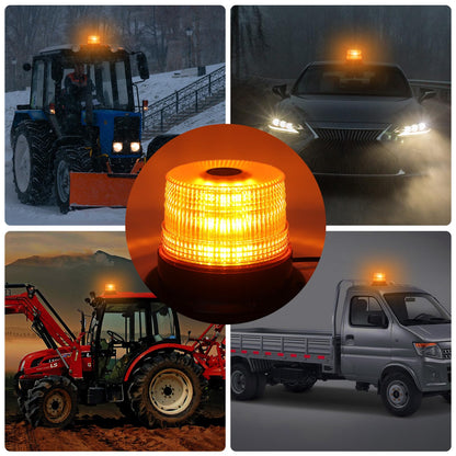 Justech 12/24V Flashing Beacon 40W 40 LED Emergency Warning Strobe Light Amber Strobe Lights 7 Flash Modes Waterproof with Magnetic Base for Truck Vehicle