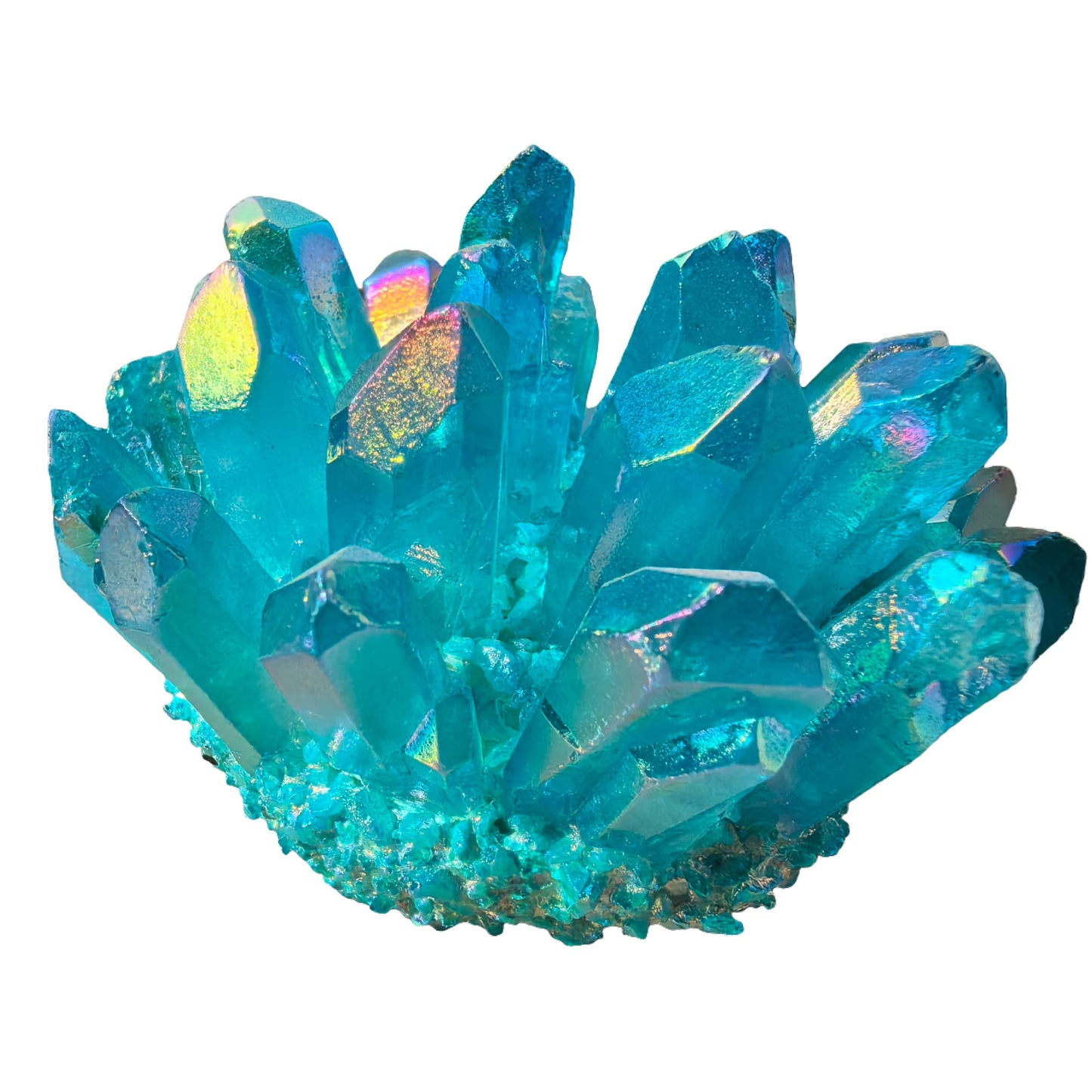 Crystal Cluster Electroplate Natural Quartz Mineral Specimen for Home Decor,Reiki Healing, February Birthstone Gift (blue)