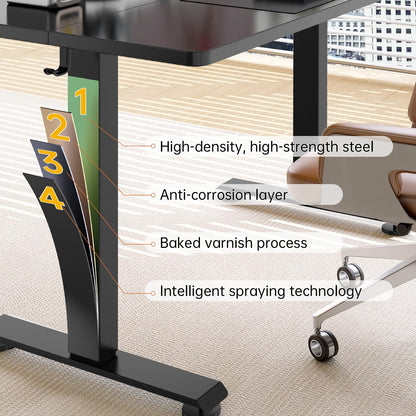 Veken 63 Inch Electric Standing Desk, Adjustable Height Office Desk with Wood Desktop, Computer Table for Home Work, Study and Gaming, Small Spaces, Modern Furniture, Black