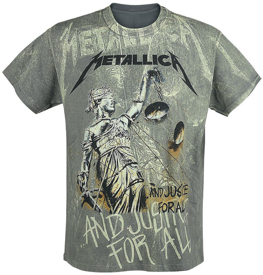 Metallica ... and Justice for All - Neon Backdrop Men T-Shirt Charcoal M, 100% Cotton, Regular