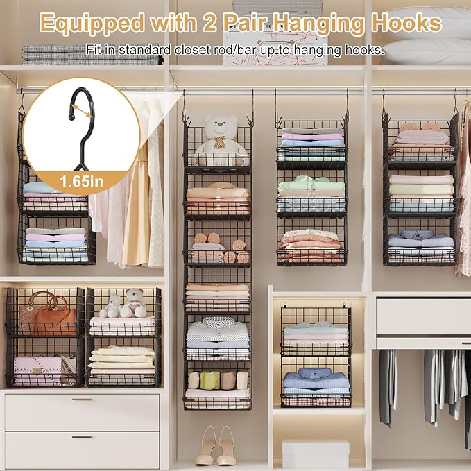 6 Tier Closet Hanging Organizer, Clothes Hanging Shelves