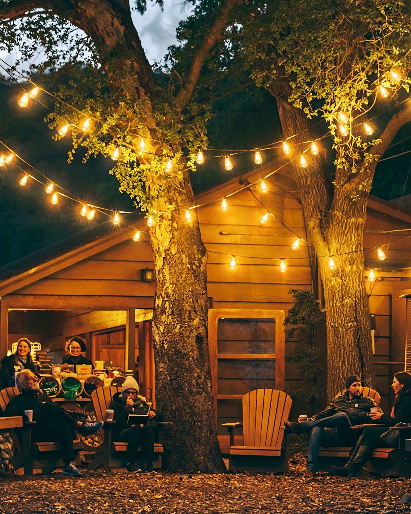 Doukedge Outdoor String Lights Waterproof, 50FT Patio Lights with 26 ST38 Edison Bulbs (1 Sqare), Outside Hanging Decorative Lights for Porch, Blacony, Blackyard, Bistro, Garden, 2700K
