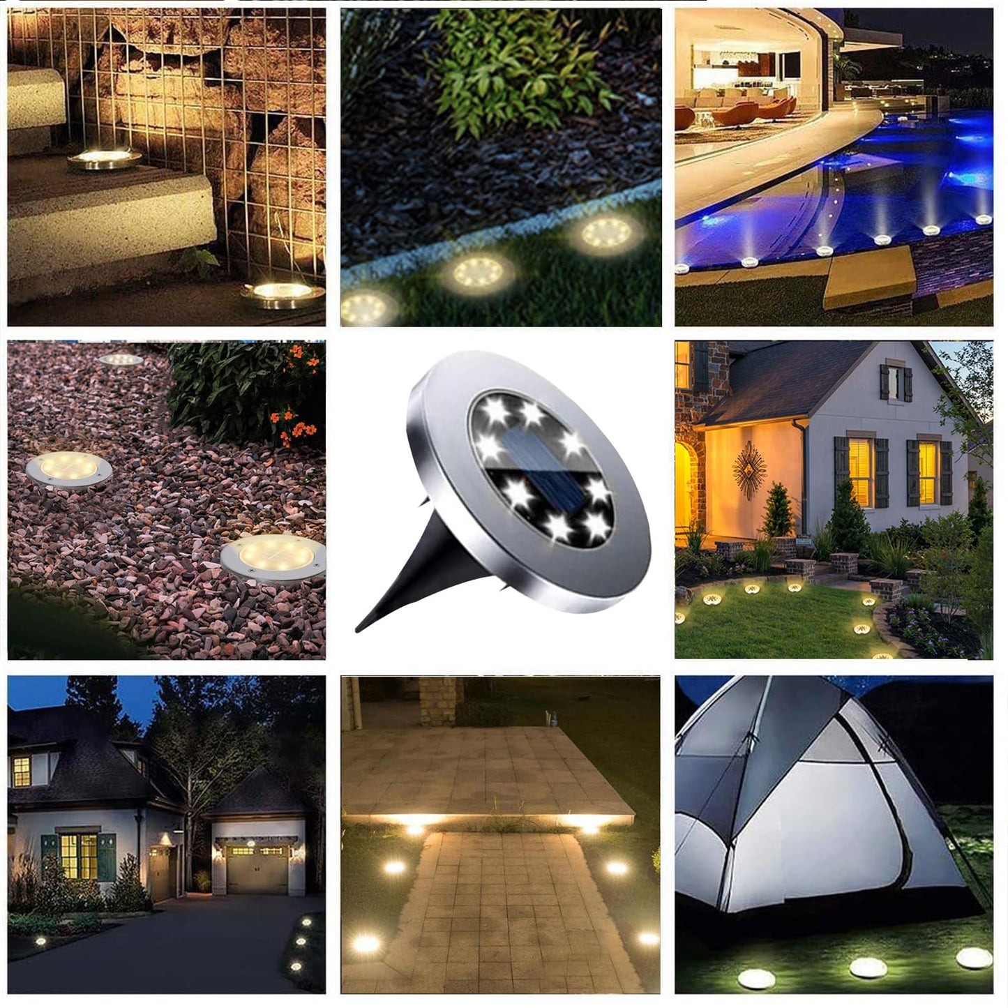 4.6 Inch Diameter Solar Ground Lights, Waterproof Solar Garden Lights, Outdoor Garden Waterproof Bright in-Ground Light, Landscape Lighting for Pathway,Yard,Lawn,Patio,Walkway (12 Pack Warm Light)