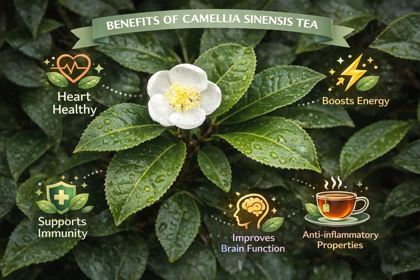 Camellia Sinensis Tea Plant | 10 Live Plants | Hedge Bush, Black, White & Green Tea Leaves, Indoor Outdoor Gardening, Aromatic Evergreen, Full Sun Shrub, Home Brewing