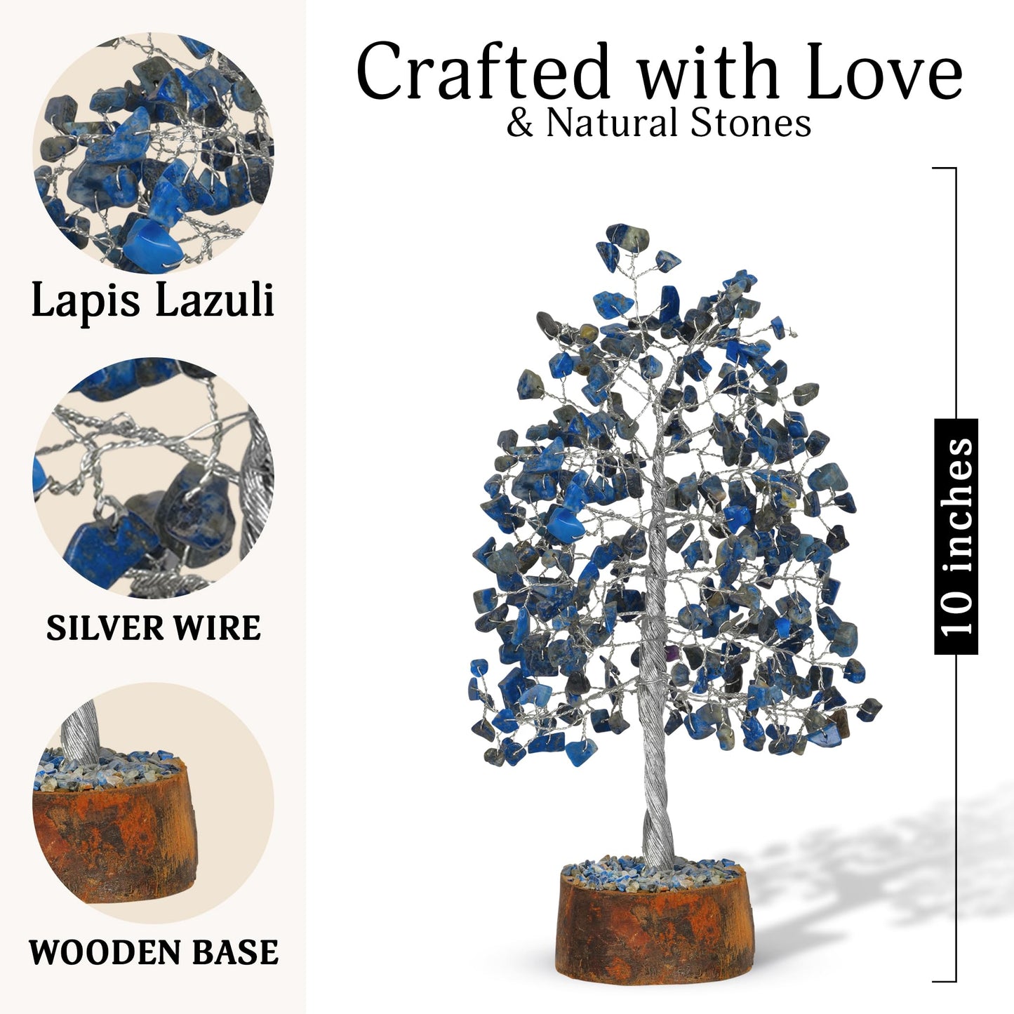 FASHIONZAADI Lapis Lazuli Tree - Crystal Chakra Tree of Life - Gemstone Feng Shui Decor - Chakra Home Decor - Crystal Gifts for Women, Spiritual Gift
