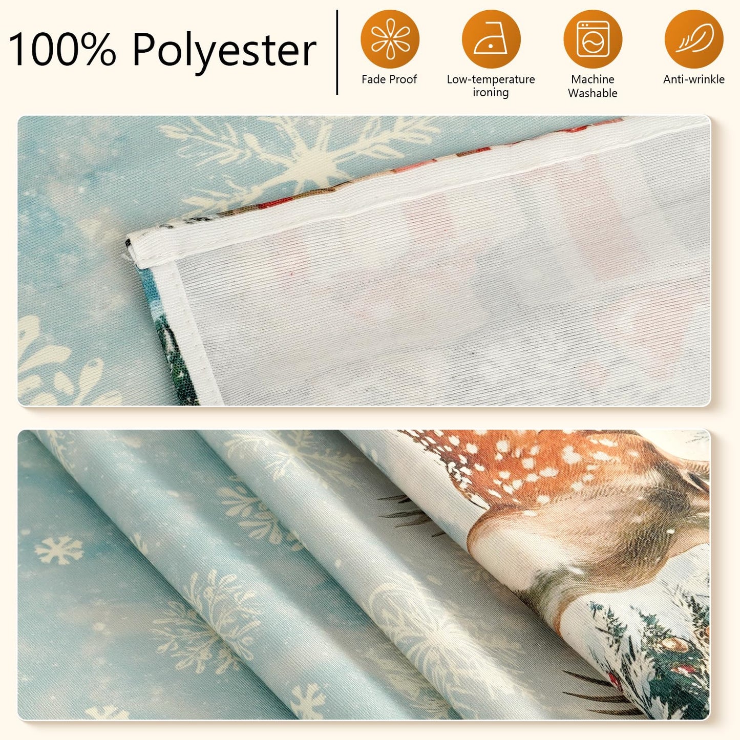 VIV CHERBL Christmas Table Runner with Reindeer, Snowflakes & Christmas Decorations, Table Decoration for Dining Party and Home Decor,36x13 inches