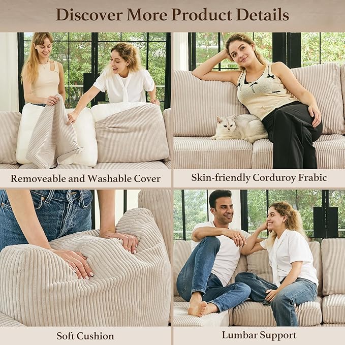 Belffin 5 Seats L Shaped Sectional Couch