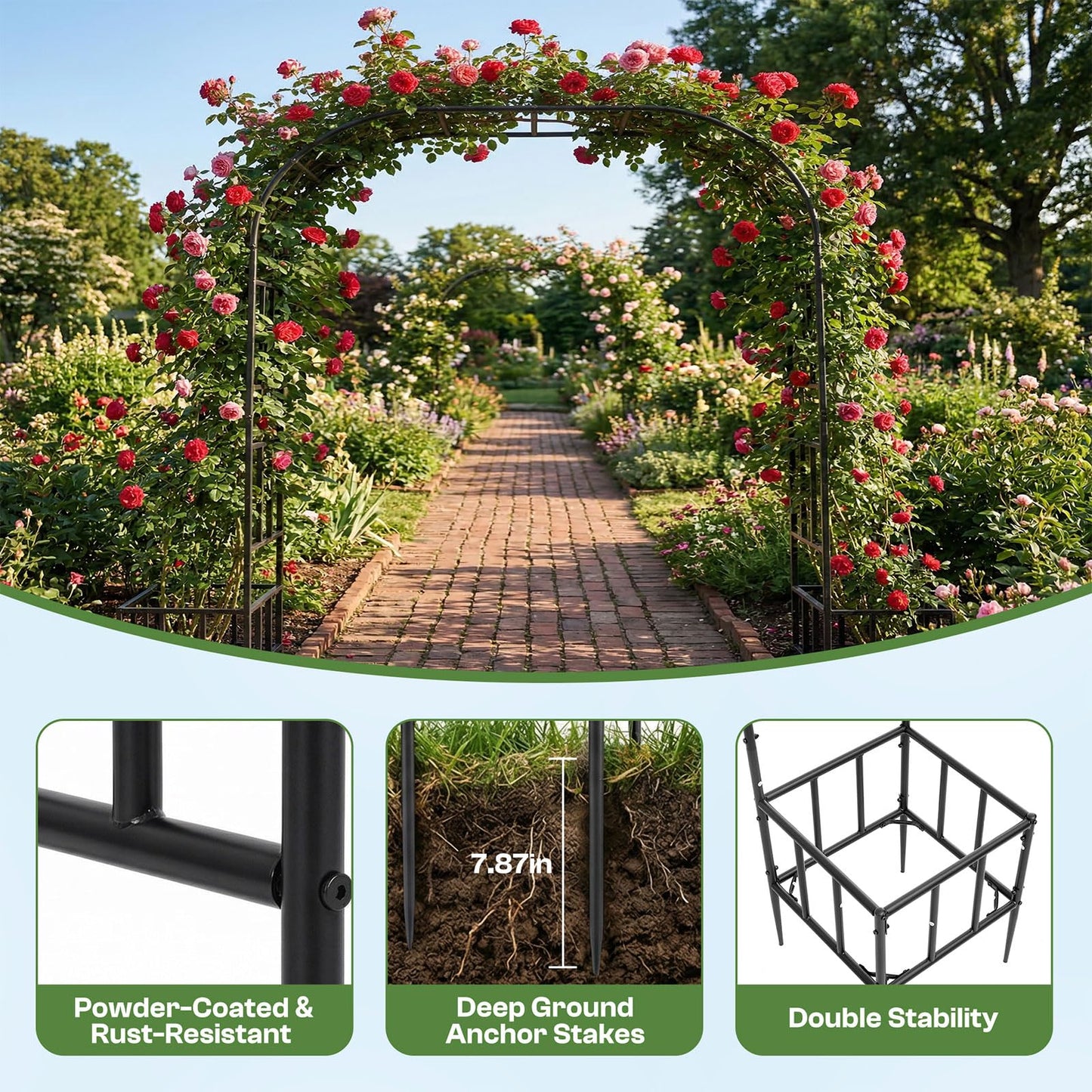 GARDFANCY Garden Arch with Planter Boxes, Metal Arbor Trellis for Climbing Plants Outdoor, Heavy Duty Iron Archway for Wedding Ceremony Party Backyard Lawn Patio Decor, Black