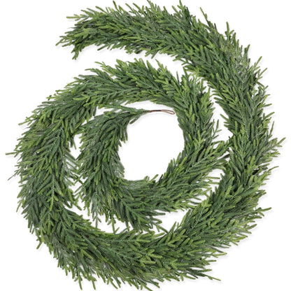 Tulvend 9FT Christmas Pine Garland - Real Touch Green Garland - Artificial Realistic Cedar Garlands for Mantel, Staircase, Tabletop - Indoor Outdoor Winter Christmas Decor