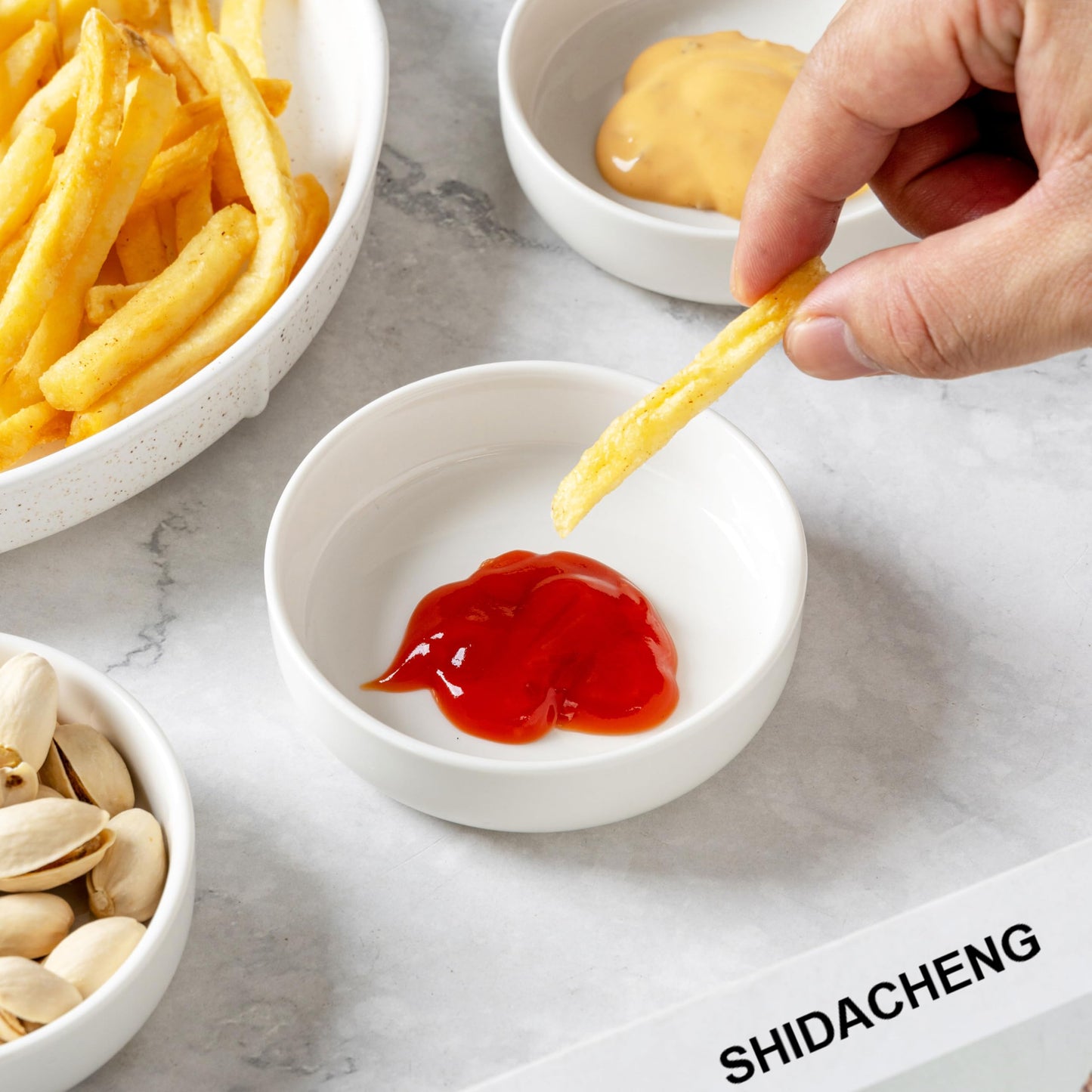 Dipping Bowls Set of 4, 2462°F High-Fired Ceramic Small Bowls for Dips, Olive Oil & Sauce, Elevates Table Setting, Idea for BBQ,Afternoon Tea,Entertaining,Housewarming & Holiday Gifts, White