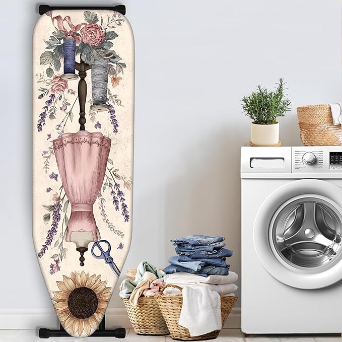 Nuxovilar Sunflower & Sewing Mannequin Pattern Ironing Board Cover, 15×54 inch