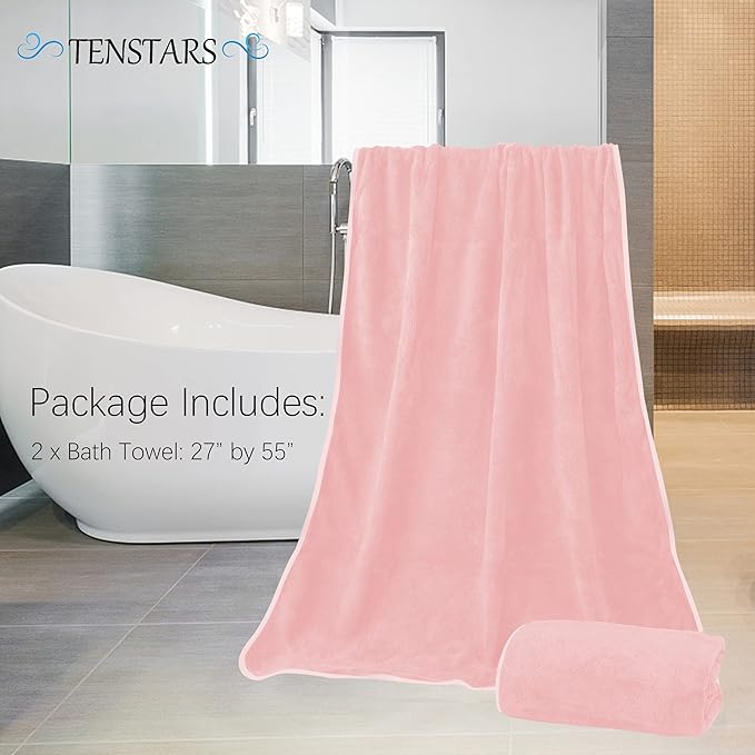 TENSTARS Silk Hemming Bath Towels