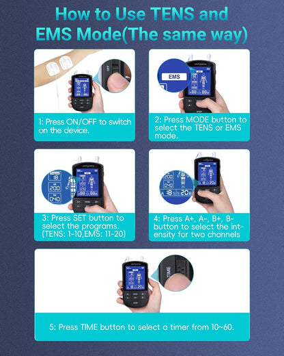 Comfytemp TENS Unit Muscle Stimulator for Pain Relief Therapy, FSA HSA Eligible TENS Machine, 20 & DIY Modes, Dual Channel EMS Unit, Pulse Muscle Massager for Back, Shoulder, Sciatica, Christmas Gifts