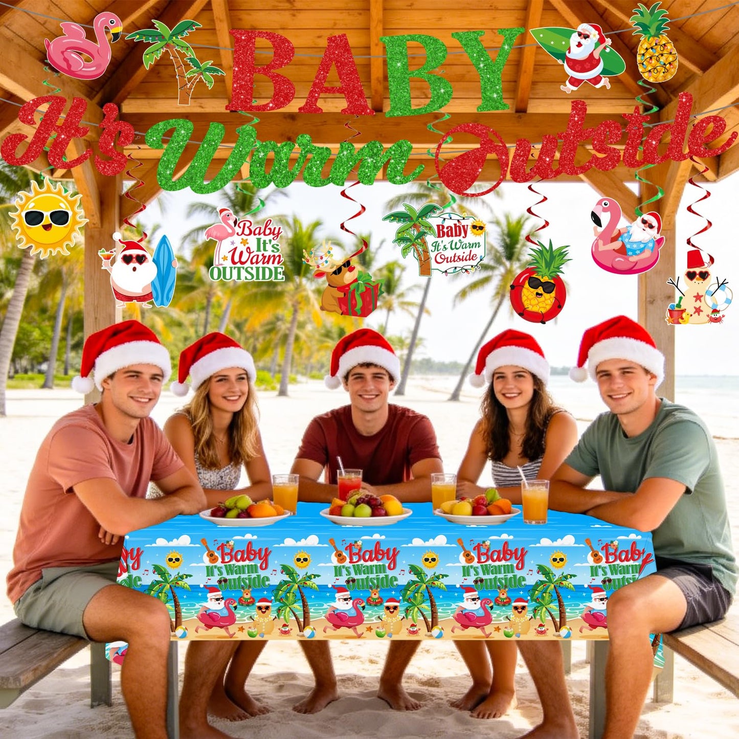 July Summer Christmas Decorations Hawaiian Christmas Party Tableware Set