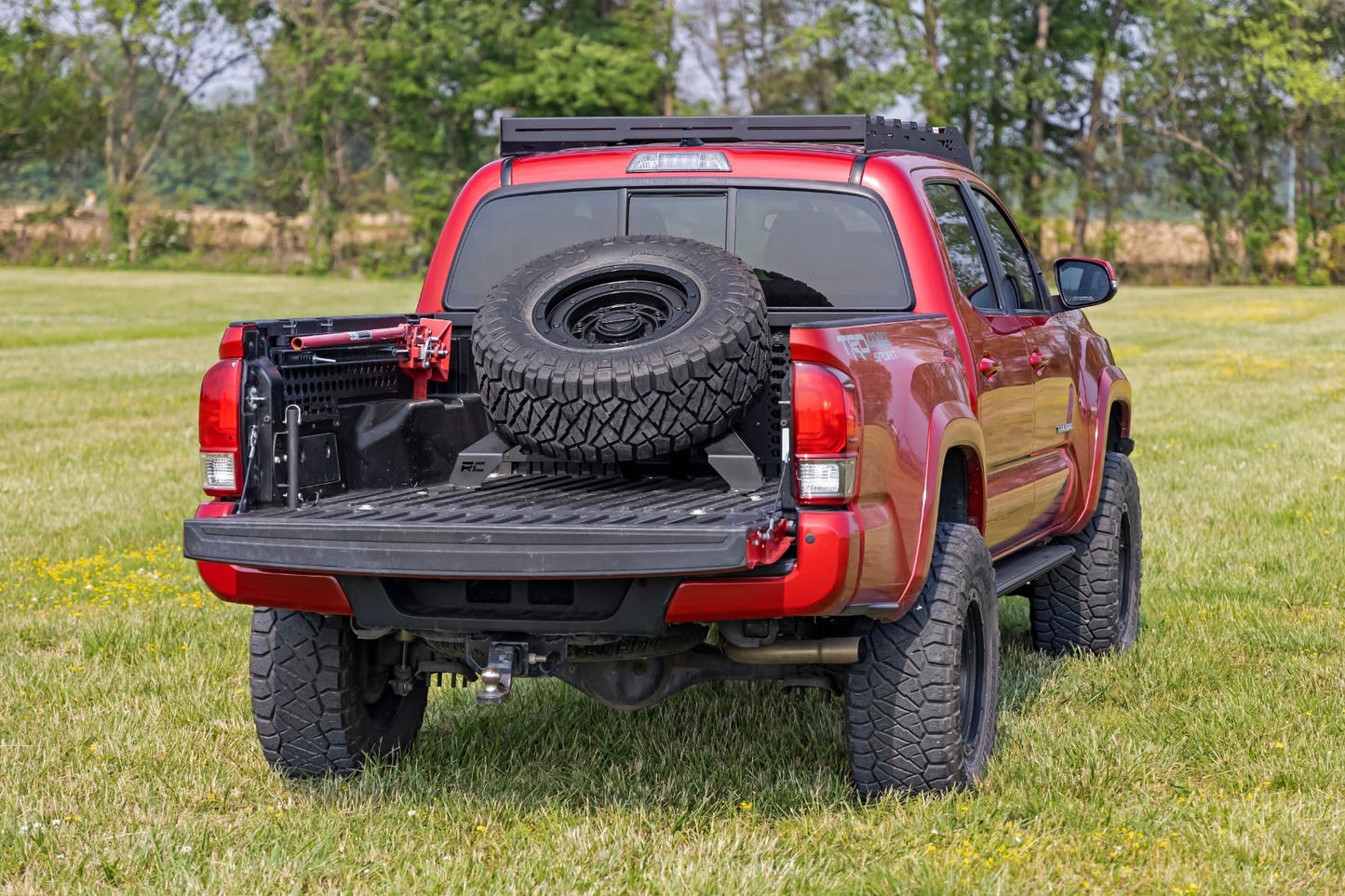 Rough Country Bed Mount Spare Tire Carrier for Toyota Tacoma Trucks (2016-2023) - Fits up to 40" Tires, Off-Road Spare Tire Holder for Truck Beds
