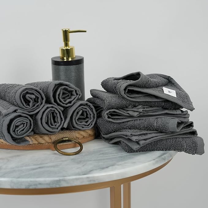 Tens Towels Pack of 60 Washcloths, 12 x 12 Inches, Lighter Weight, Quick to Dry