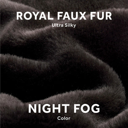 Sunbeam Electric Throw Royal Faux Fur Heated Blanket, 4 Heat Settings, 4-Hour Auto Shut-Off, Fast Heating, Rich and Ultra Silky, White/Grey Color, 50" x 60"