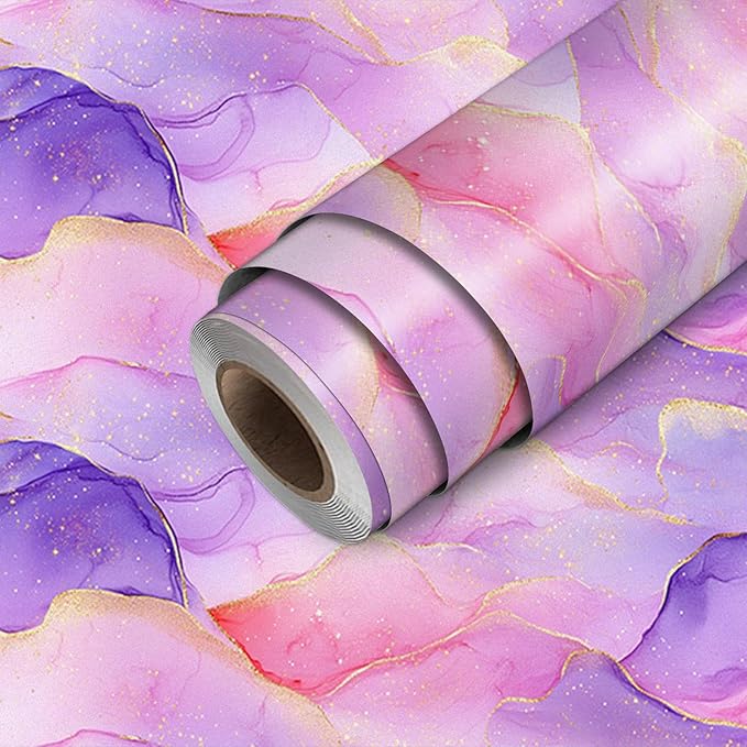HOMETITUTE Pastel Watercolor Wallpaper Peel and Stick Purple Pink Gradient