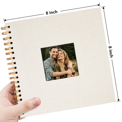 Vienrose 8x8 Inch Scrapbook DIY Small Hardcover Kraft White Pages Scrapbook Photo Album Linen Cover Scrap Book Photo Albums Scrapbooking Supplies Kit for Couple Family Wedding Travel