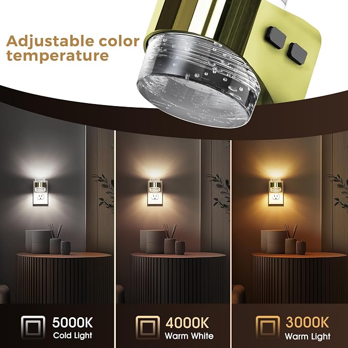 L LOHAS LED 2 Pack 3CCT Night Lights Plug into Wall, 3000K/4000k/5000K Adjustable Color Temperature Night Light,Bubble Nightlight with Dusk to Dawn Sensor for Rooms Bathroom Hallway