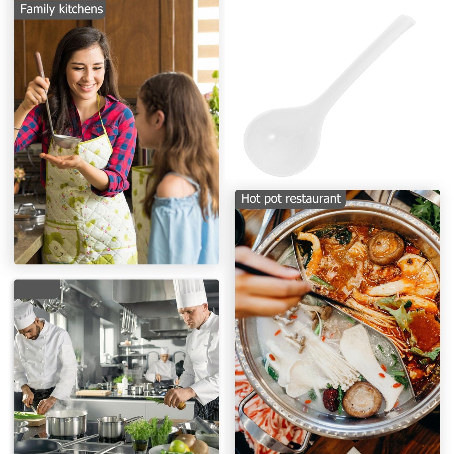 OSOLADY Bone China Asian Soup Spoon Ramen Noodle Spoon for Wonton Pho Miso Soup Microwave and Dishwasher Safe Long Handle Rice for Stirring and Pouring 10.23 in