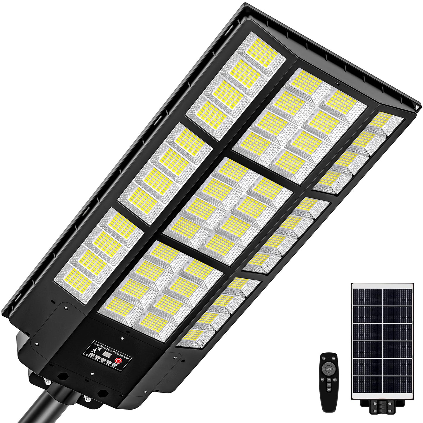 15000W Solar Street Light, Super Bright Solar Street Lights Outdoor Waterproof, 320° Solar Flood Lights Outdoor with Dusk to Dawn Motion Sensor Remote, 62000mAh IP67, for Parking Lot Yard Garage Farm