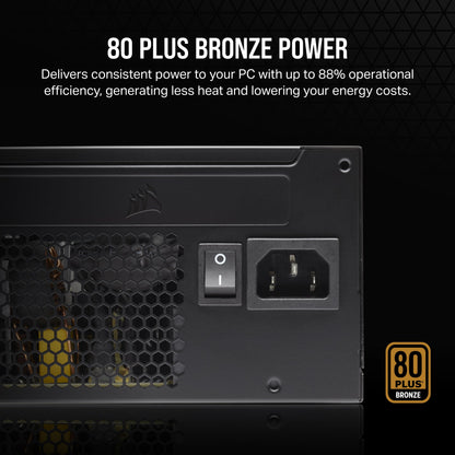 CORSAIR CX650 80 PLUS Bronze Non Modular Low-Noise ATX 650 Watt Power Supply - UK - Black