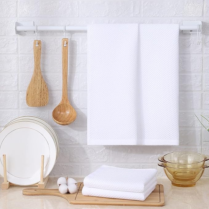 Kitinjoy 100% Cotton Waffle Weave Kitchen Hand Towels