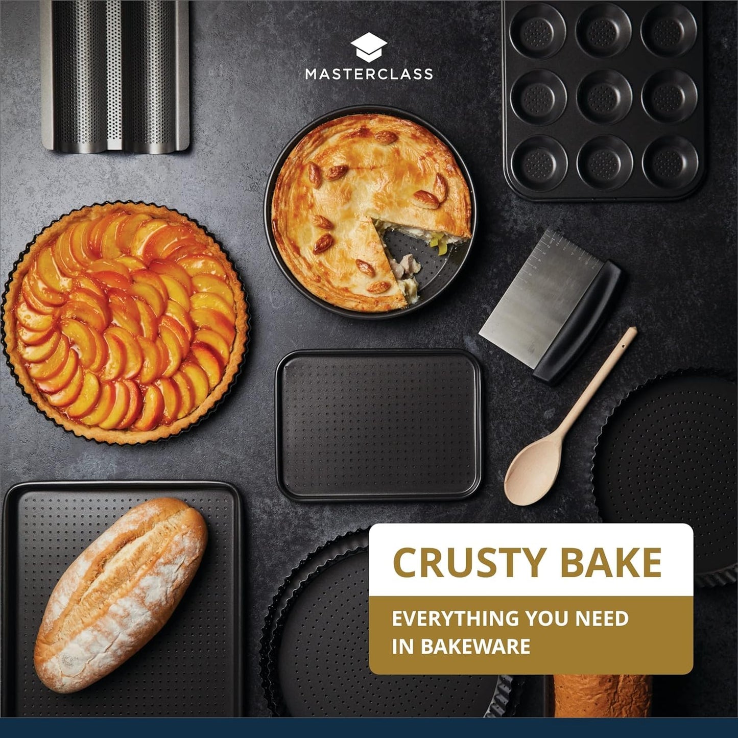 MasterClass Crusty Bake Non-Stick Pizza Crisper, 32cm, Grey