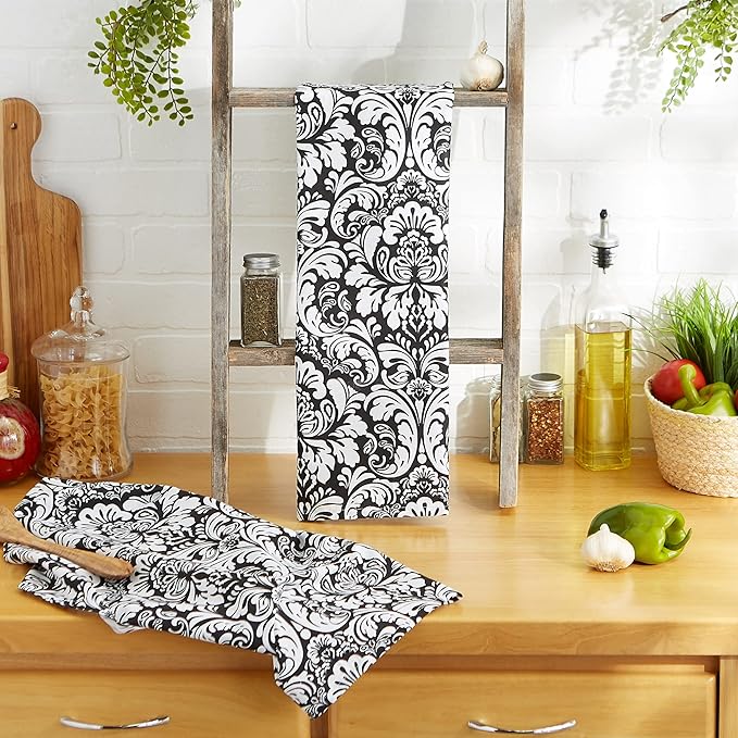 DII Cotton Dish Towel Set Damask Print