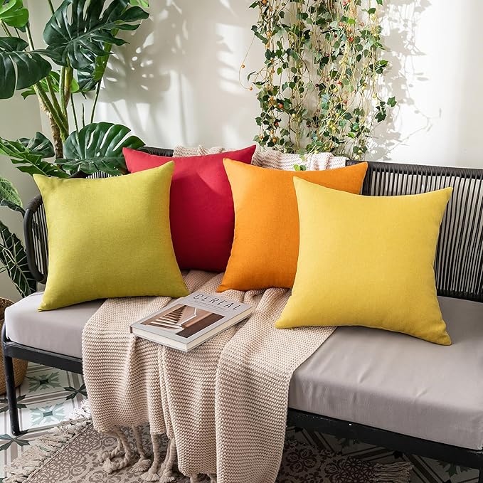 MIULEE Pack of 2 Decorative Outdoor Solid Waterproof Throw Pillow Covers Faux