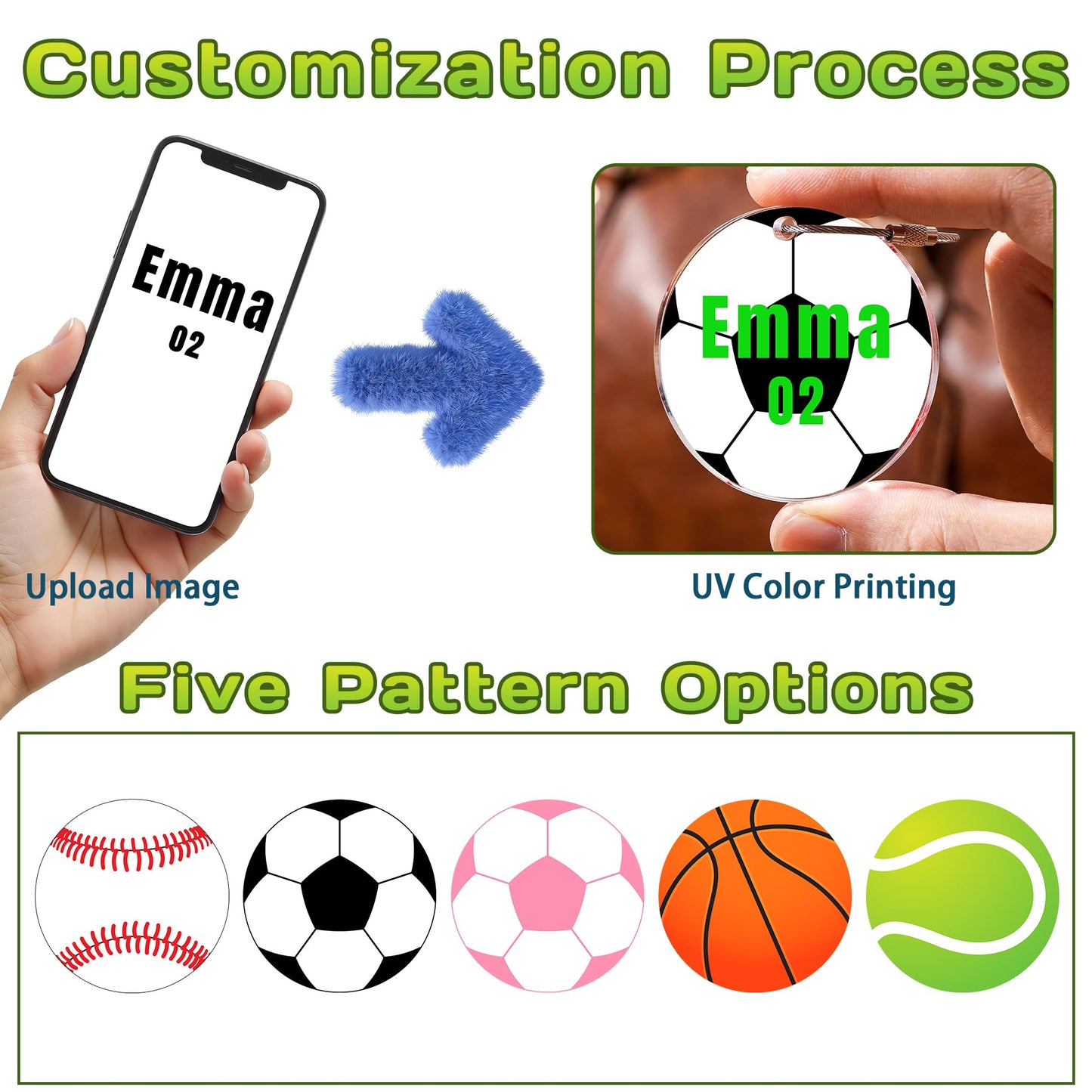 16-100Pcs Personalized Soccer Bag Tag,Custom Acrylic Luggage Tag with Name &Number for Backpack,Travel Bag Suitcase,Sports Team Gift,Birthday & Reunion Keepsake,with Metal Ring (Soccer)